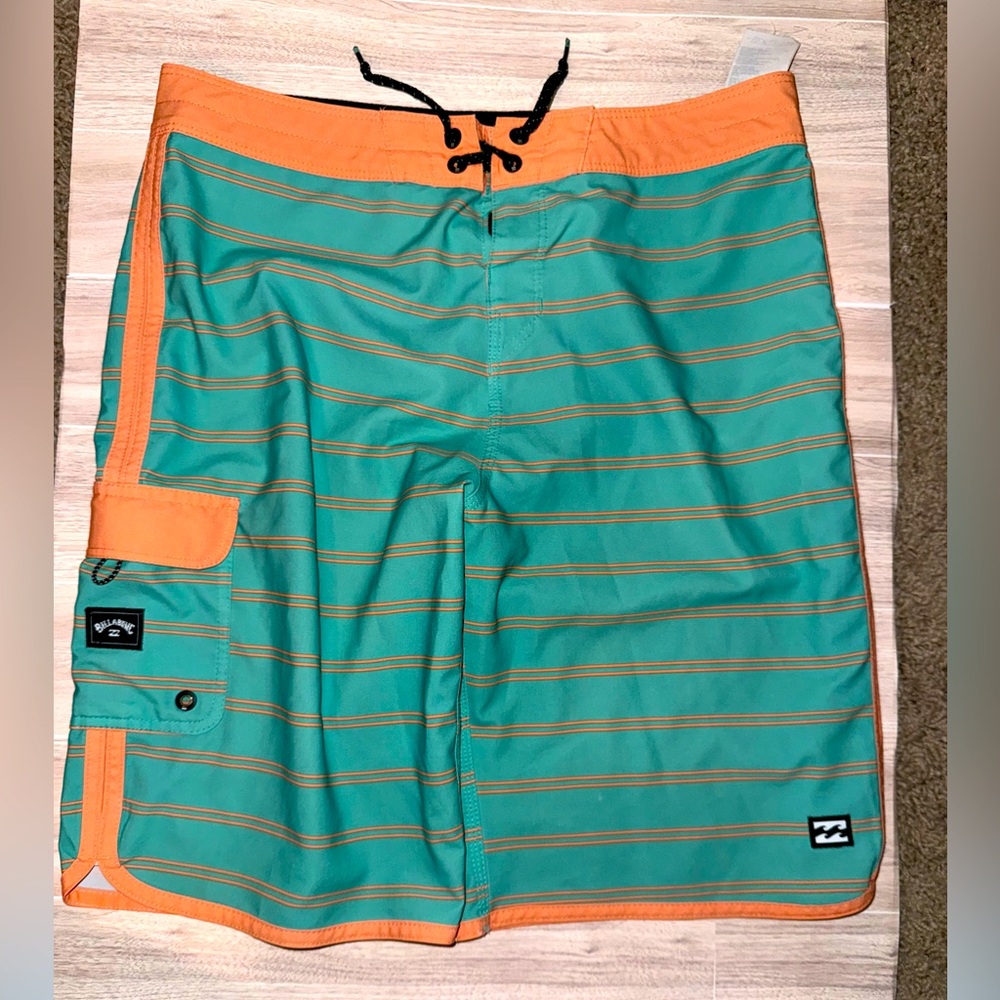 Billabong Orange and Light Blue Board Shorts